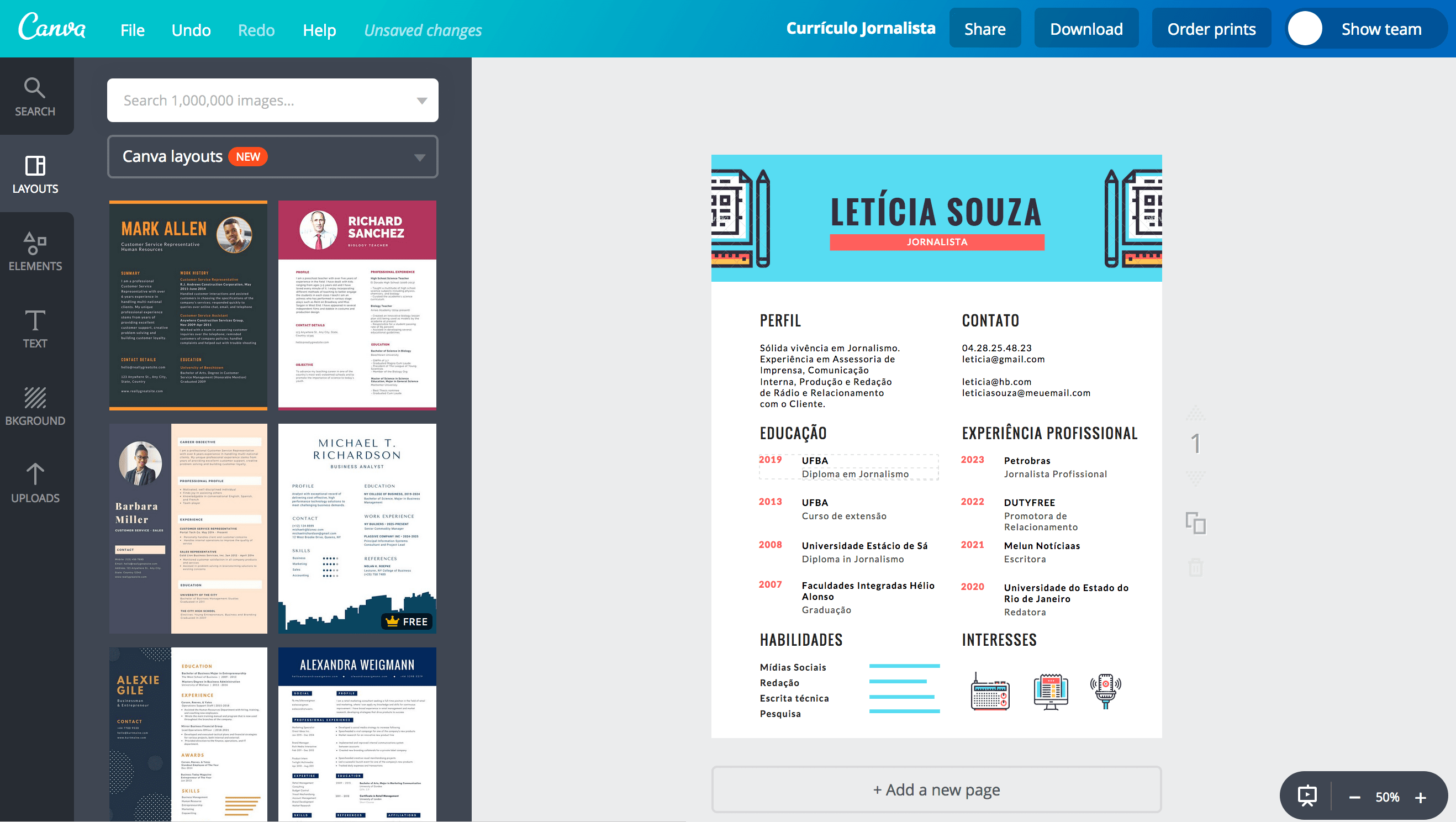 Currículo de jornalista