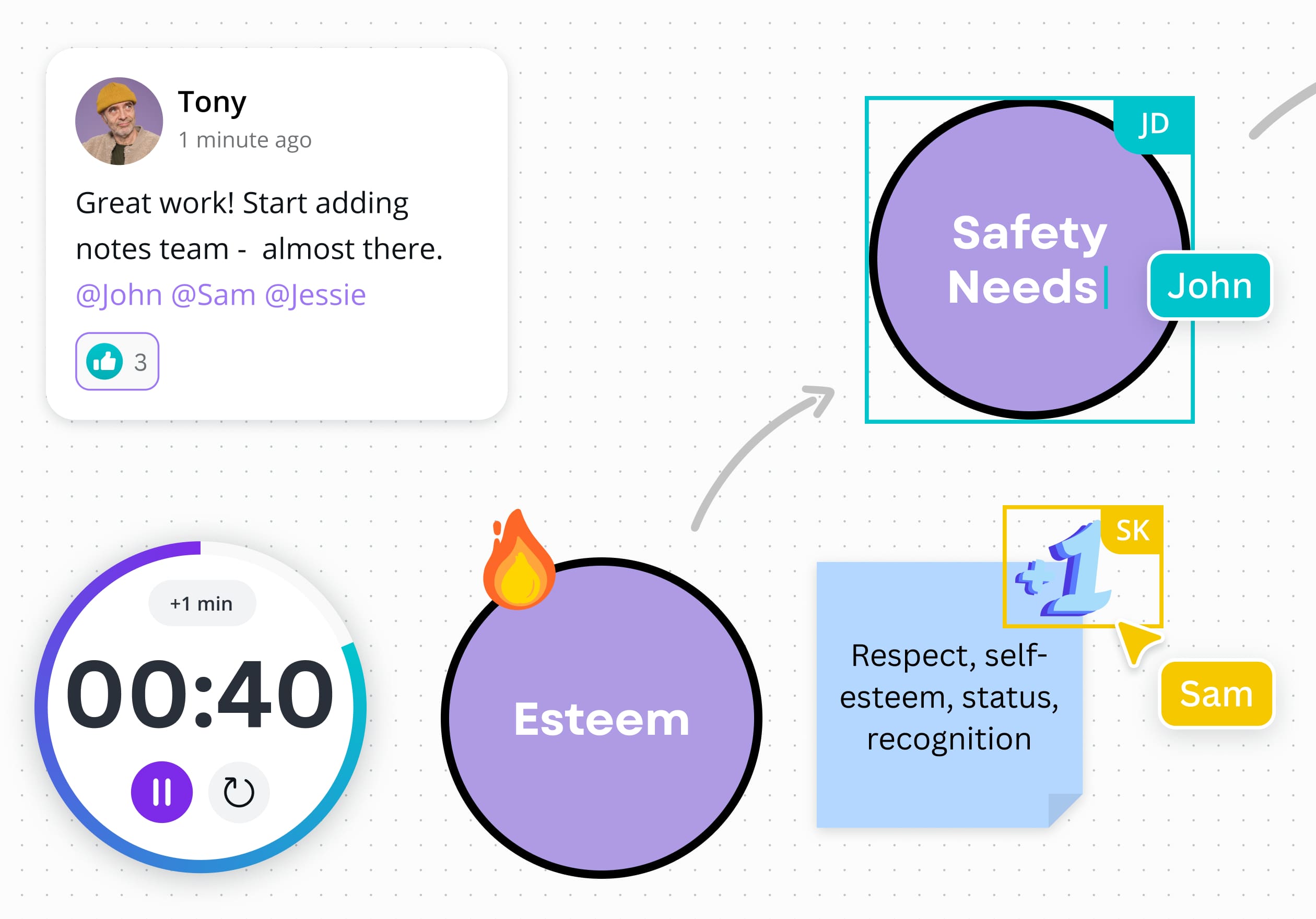 Collaborate by adding comments and using the timer