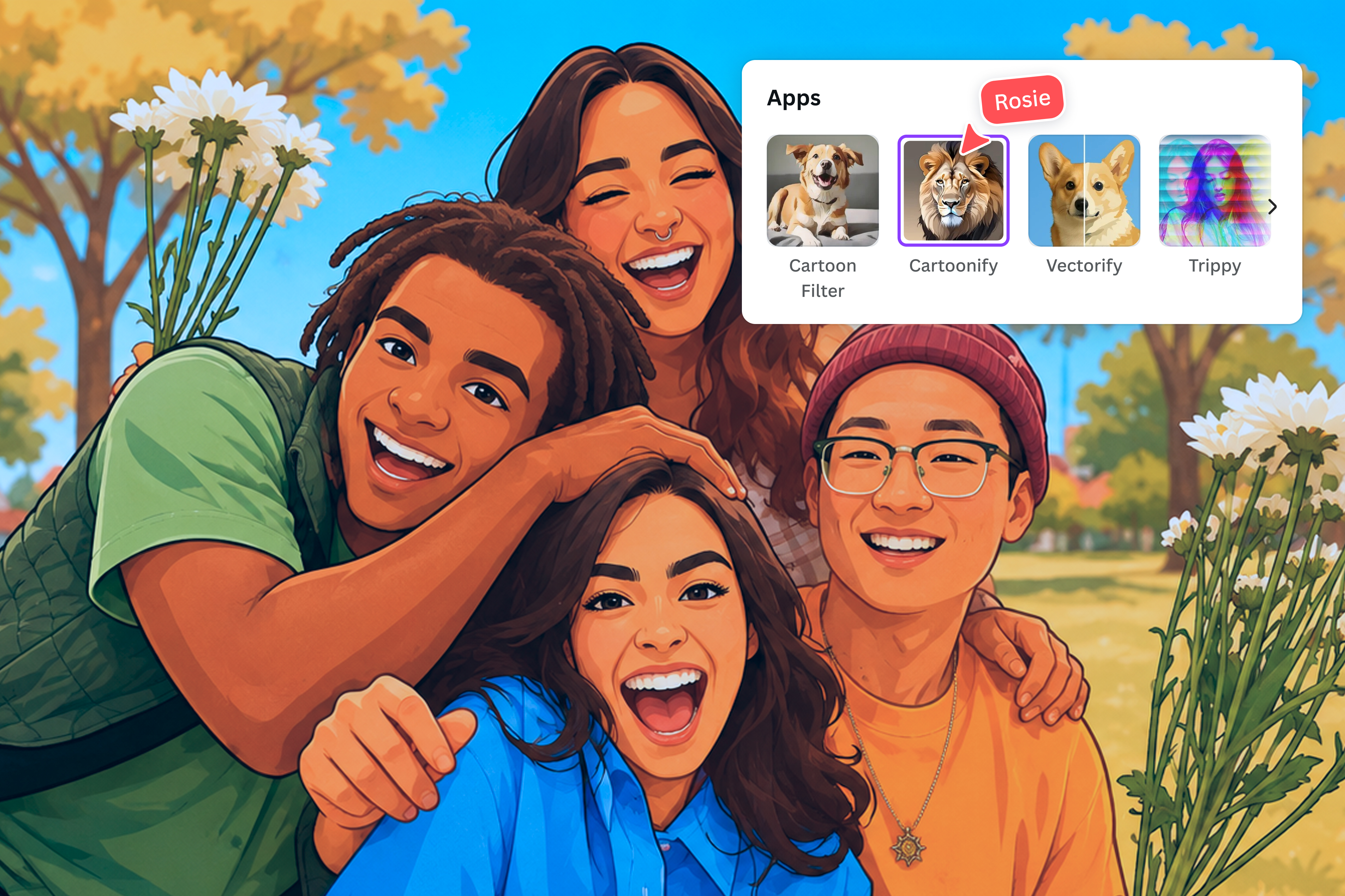 Add text with effects to your cartoonized photo