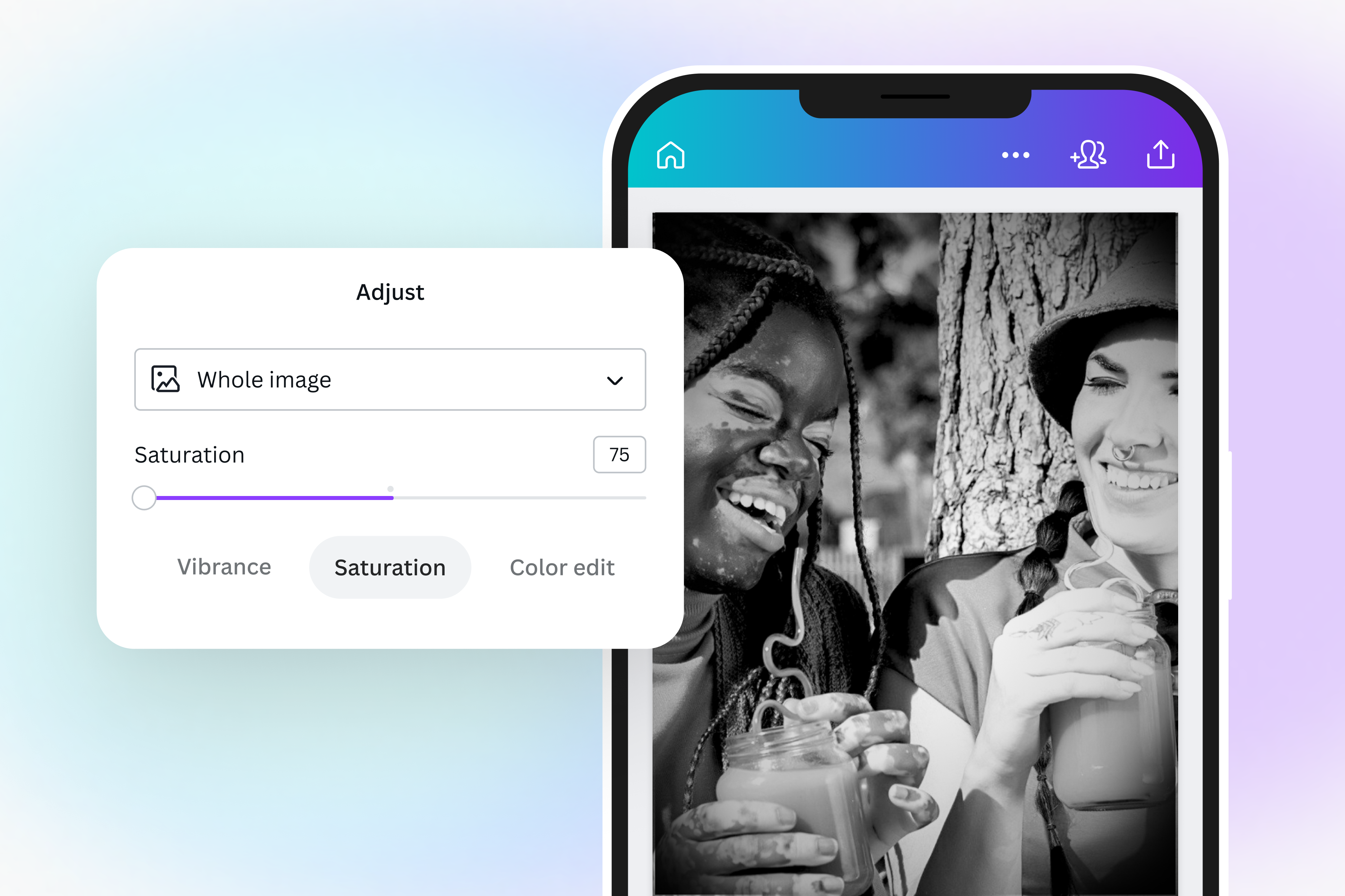 Adjust your whole image's saturation