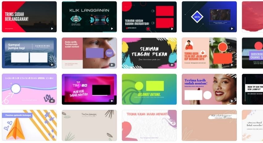 Desain outro YouTube Canva