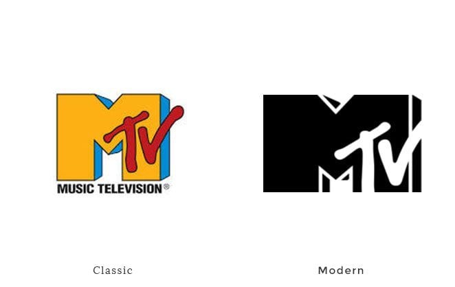 Metvcom 40 classic branding examples with their modern version