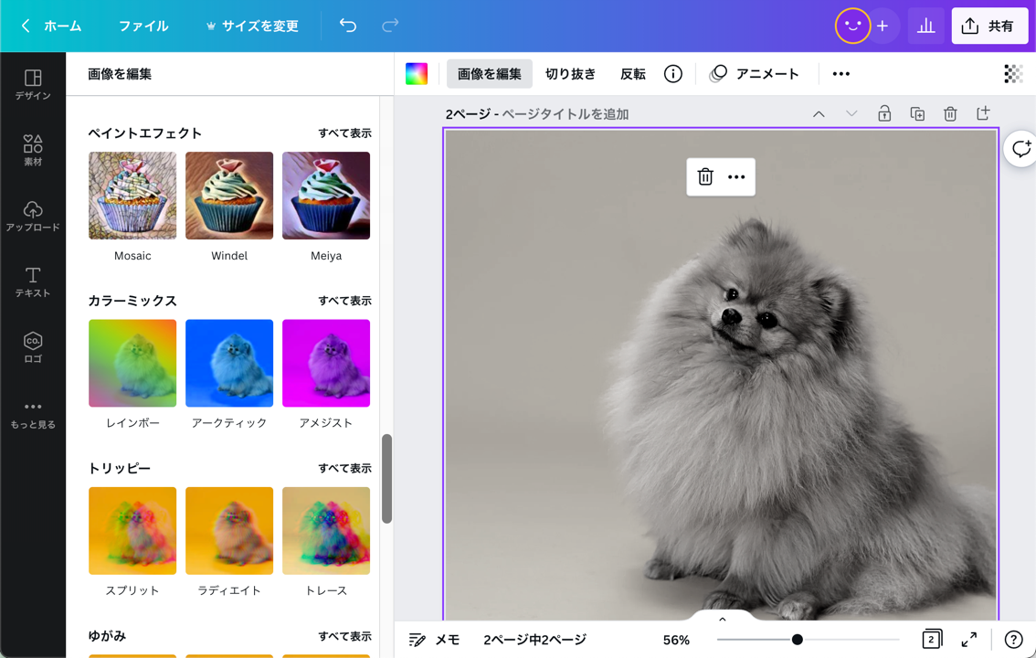 白黒反転と合わせて使える加工機能も豊富