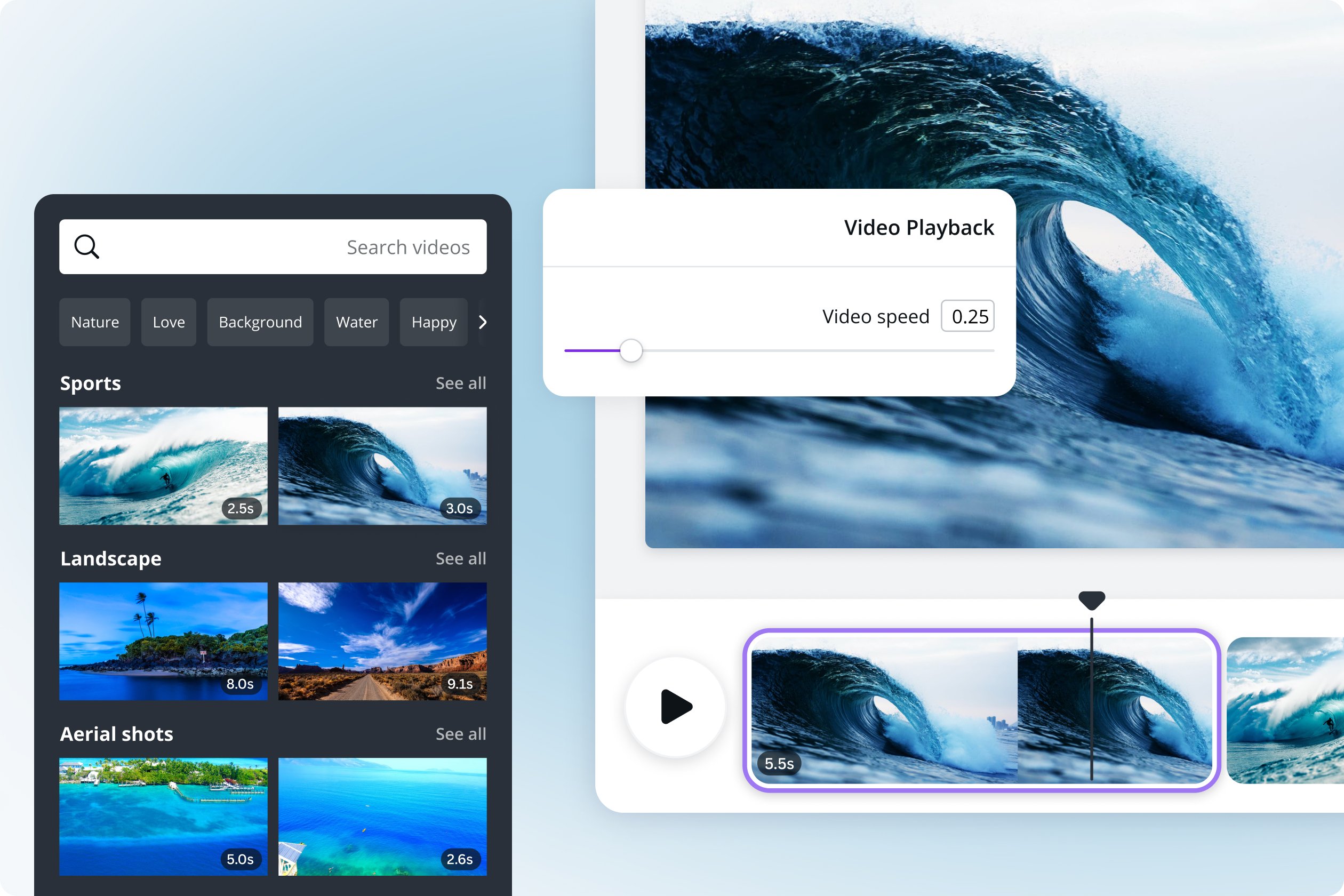 Anteprima funzioni editor video per creare video a rallentatore
