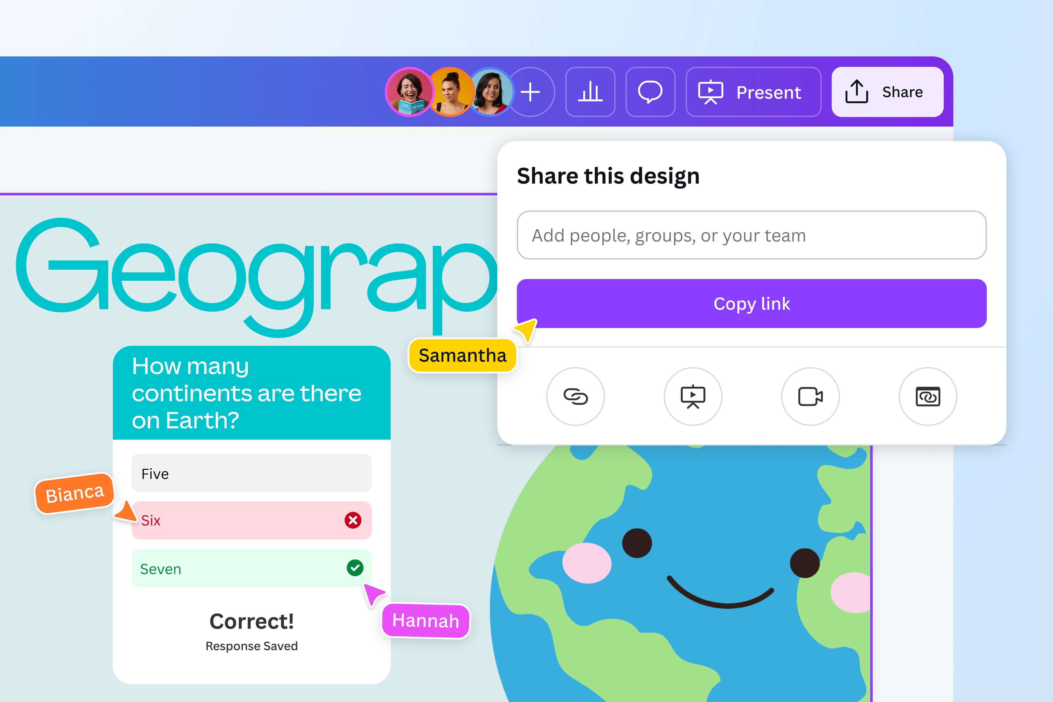 Options de partage d’un design Canva