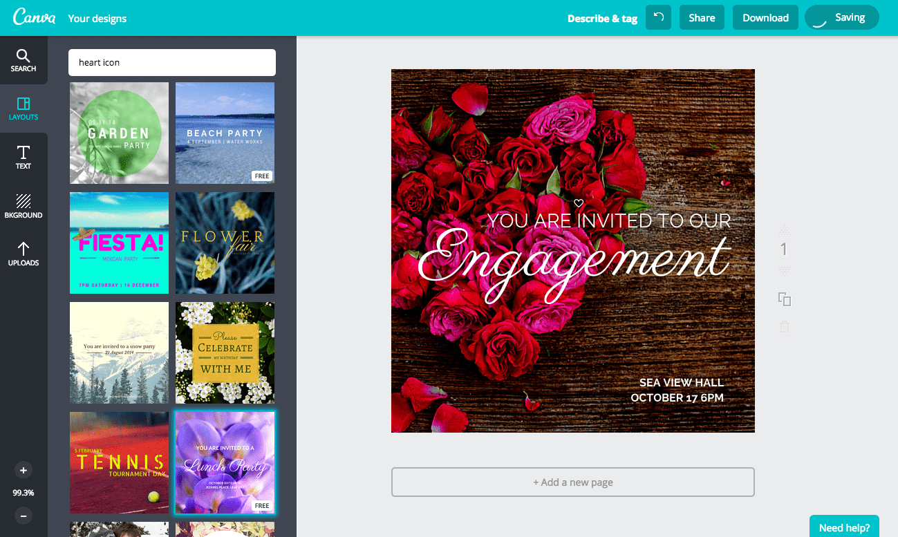 Create an engagement invitation in Canva