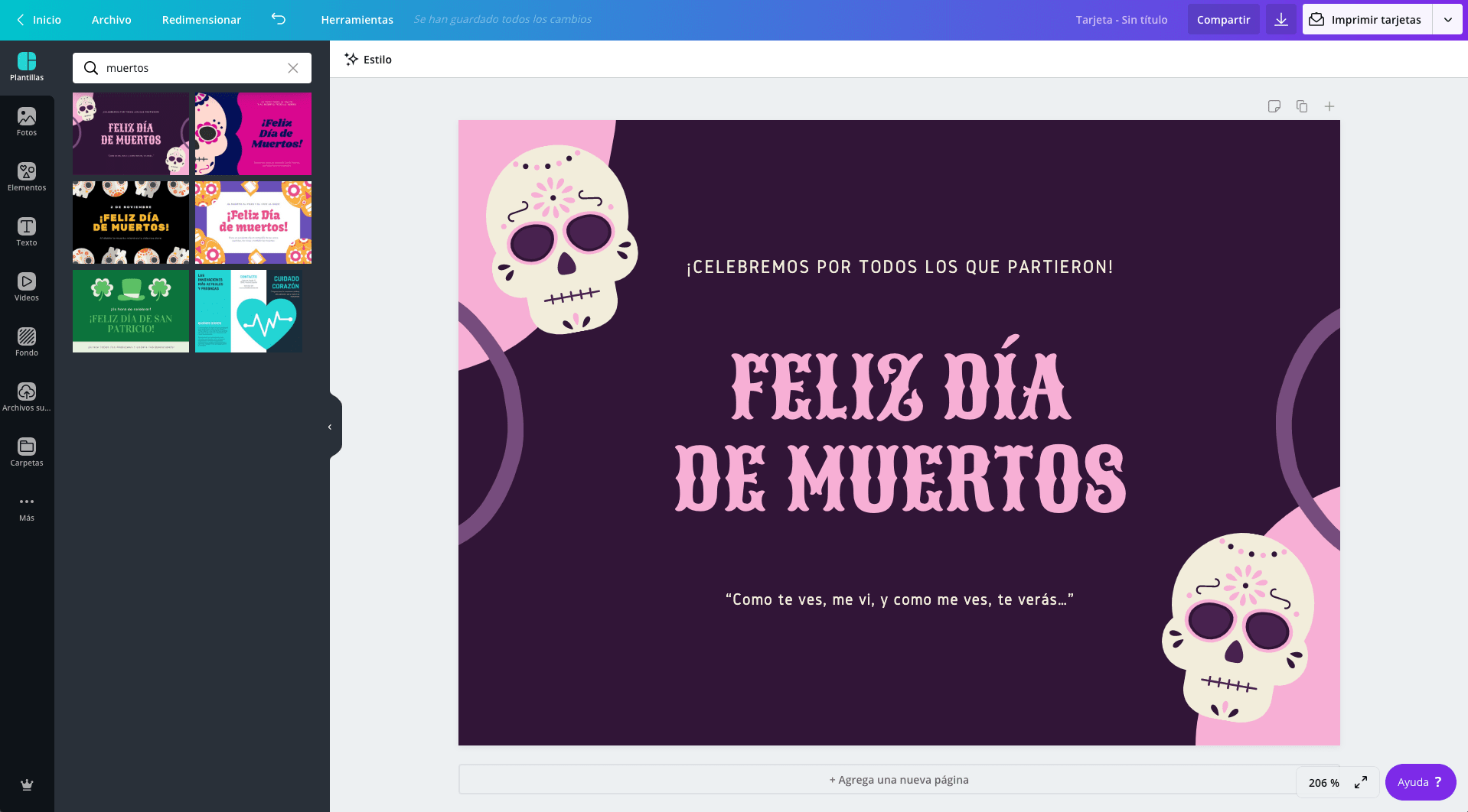 Tarjetas del Día de los Muertos