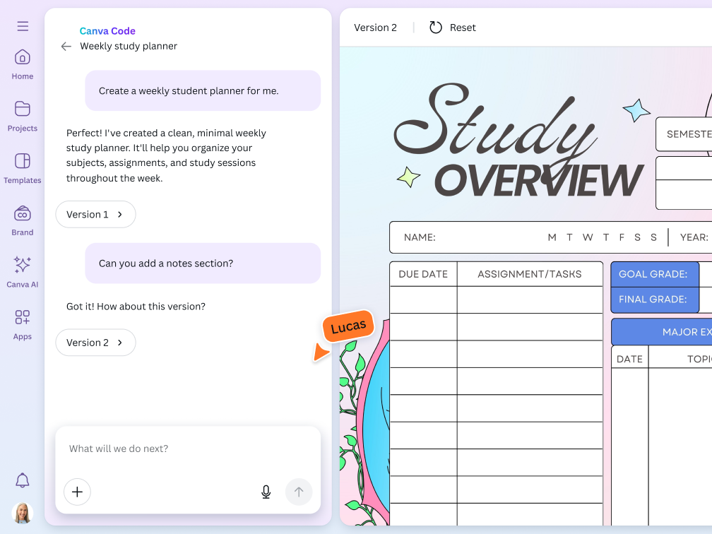 Free Study Planner: Build Custom Study Schedules with AI | Canva Code