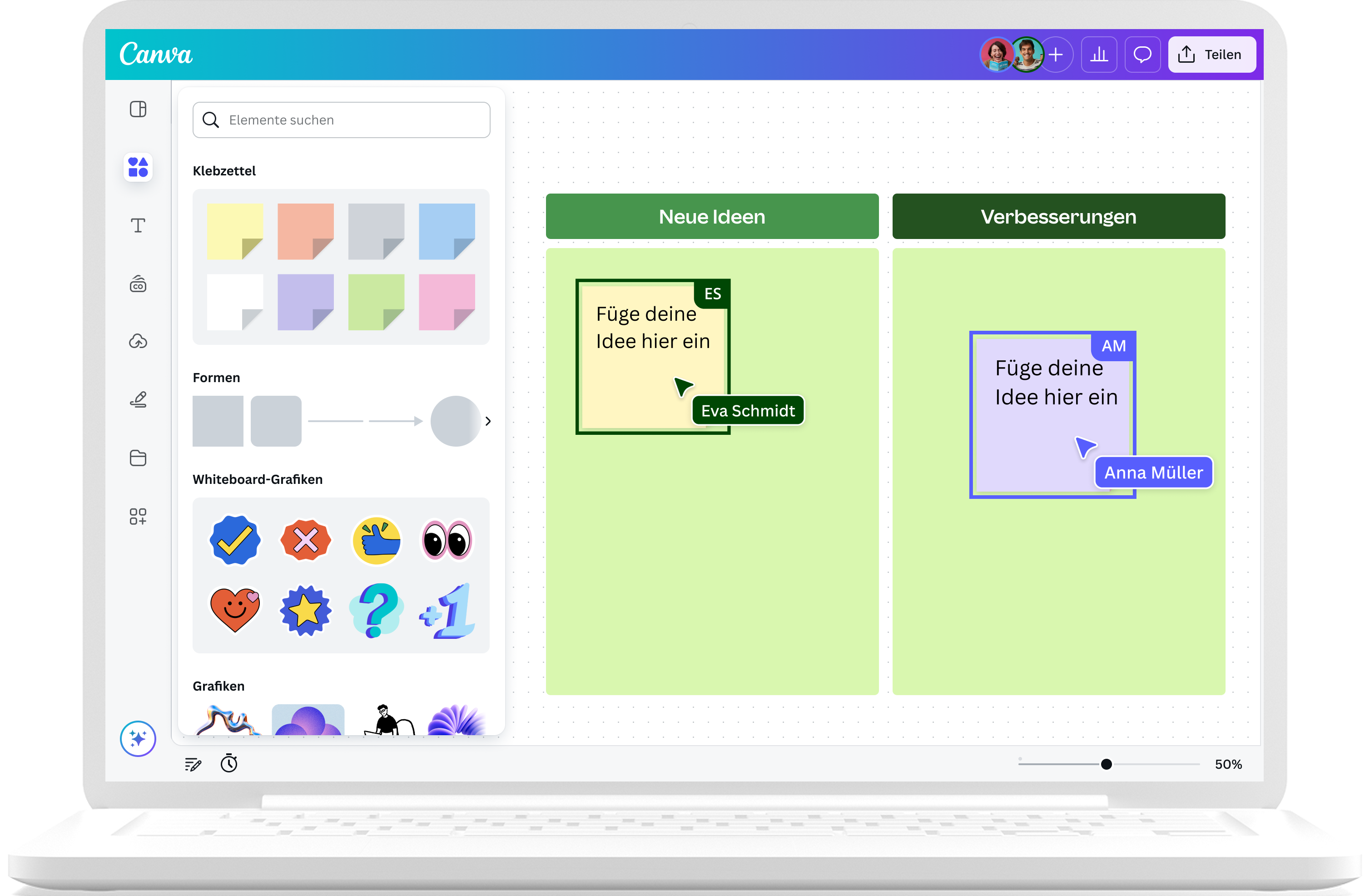 So verwendest du die Online-Whiteboards von Canva
