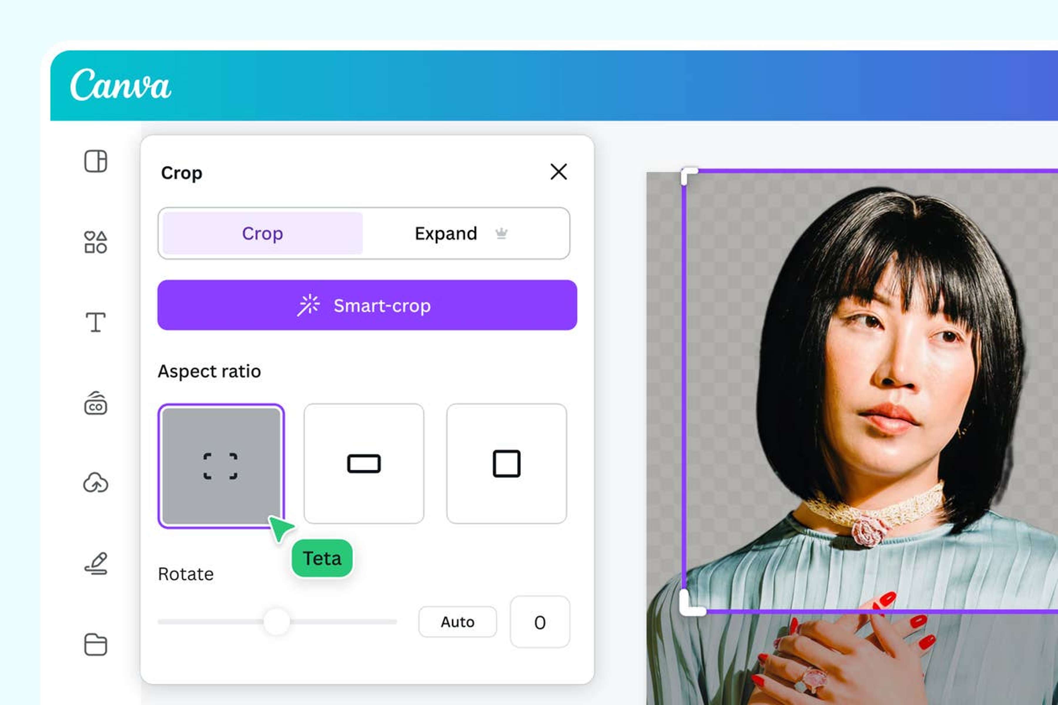 Choose your preferred image aspect ratio, then crop your image