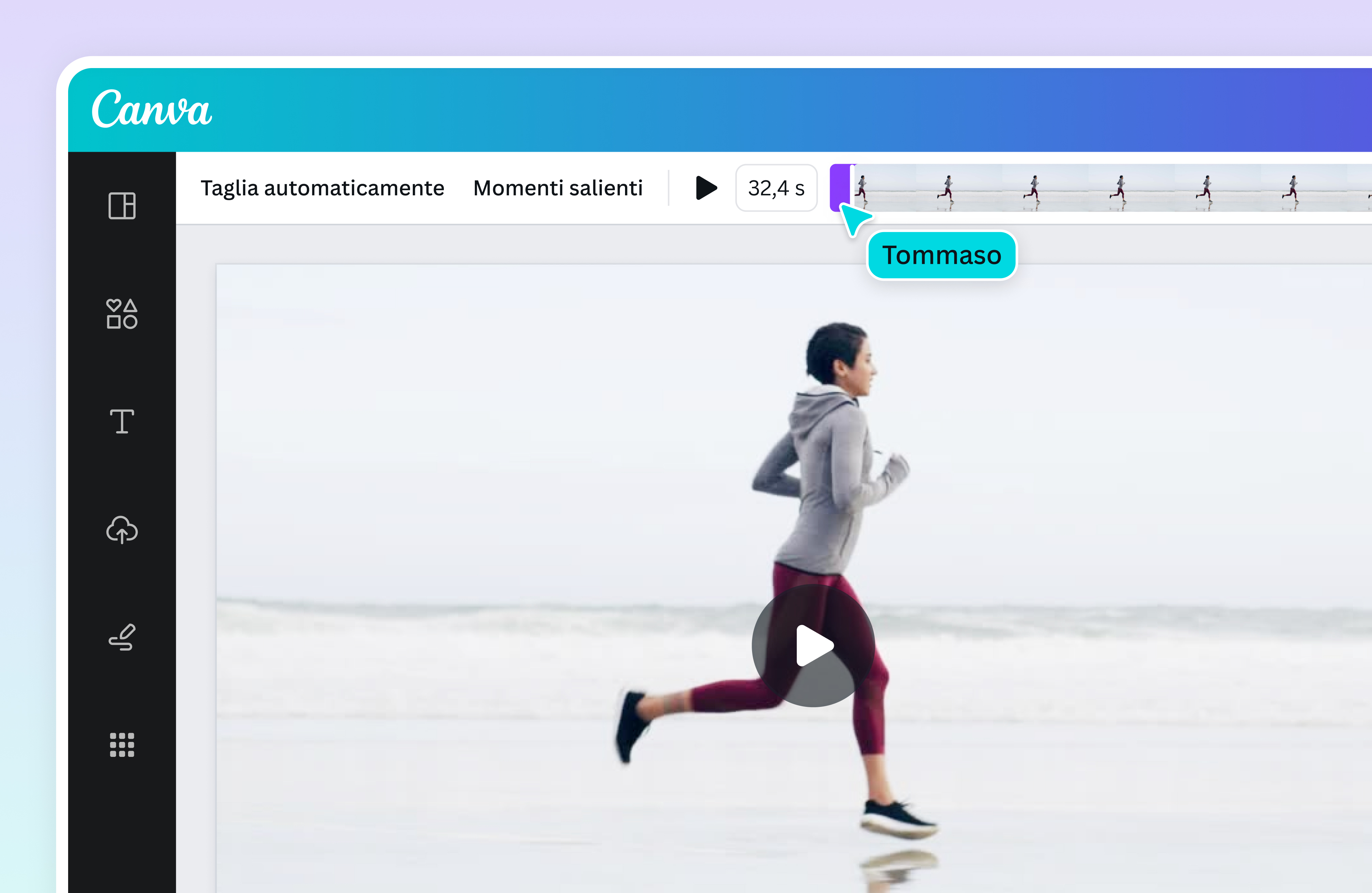 Strumento video trimmer Anteprima del programma per tagliare video di Canva