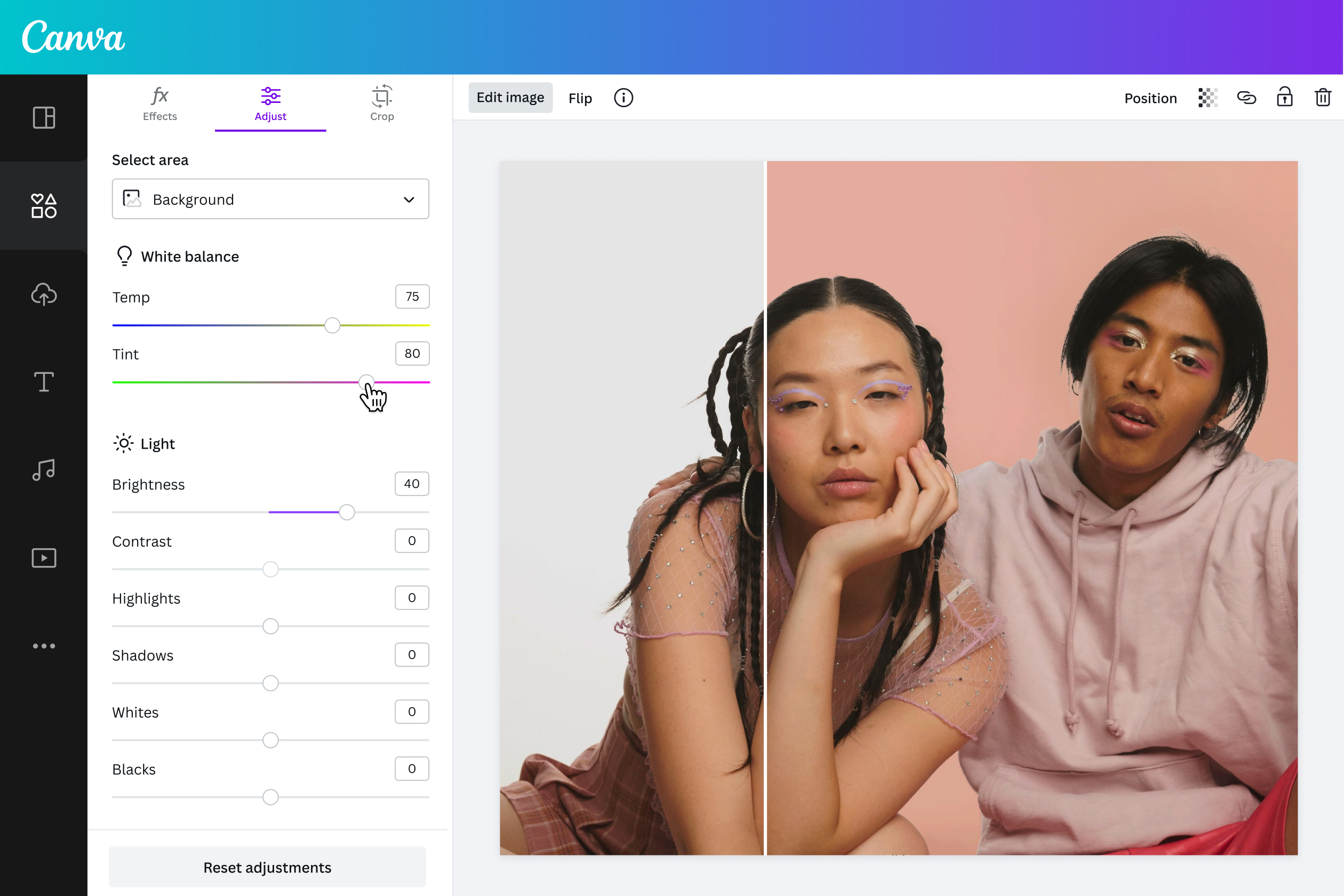 Adjust your image background color