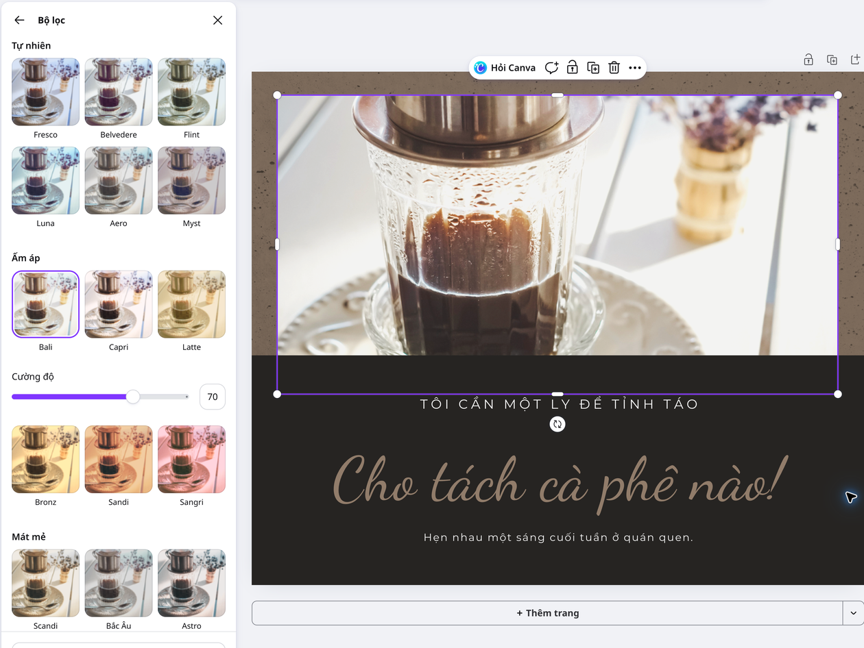 Đổi sắc thái bức ảnh với bộ lọc tùy chỉnh