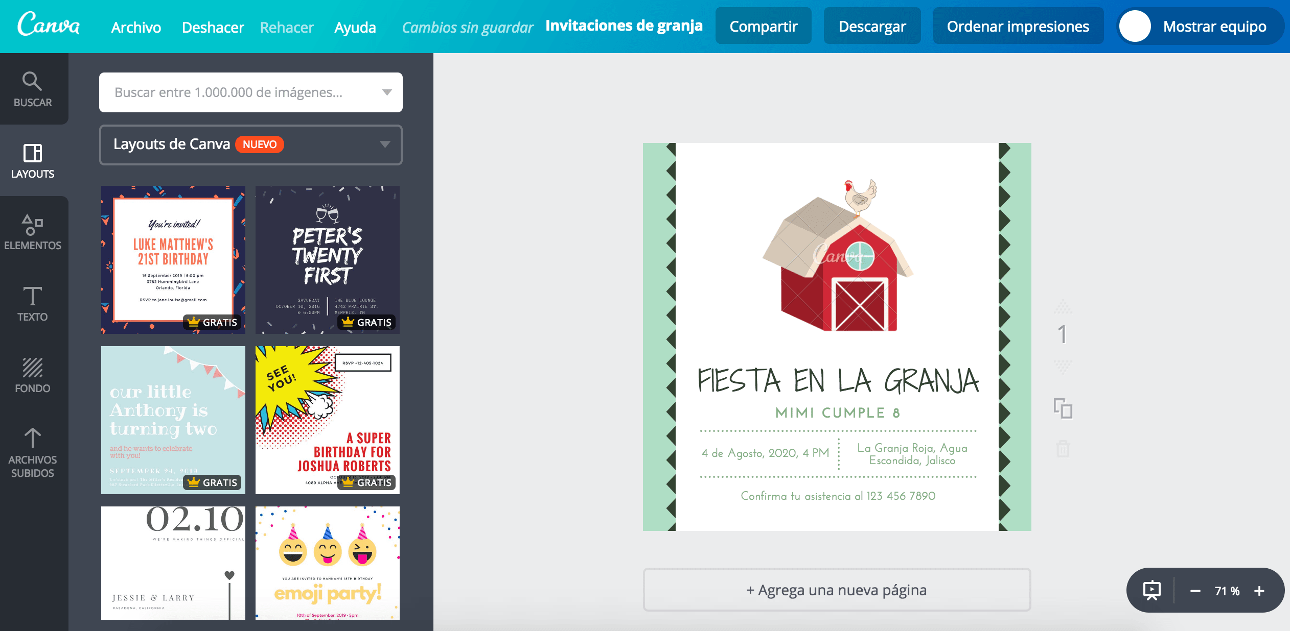 Invitaciones de granja
