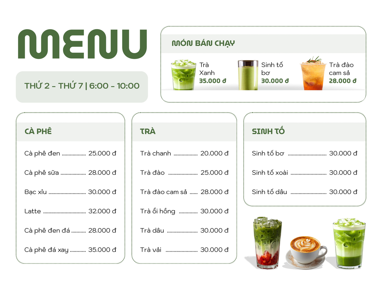 Trang thực đơn đồ uống dùng làm ảnh PNG sau khi chuyển từ PDF