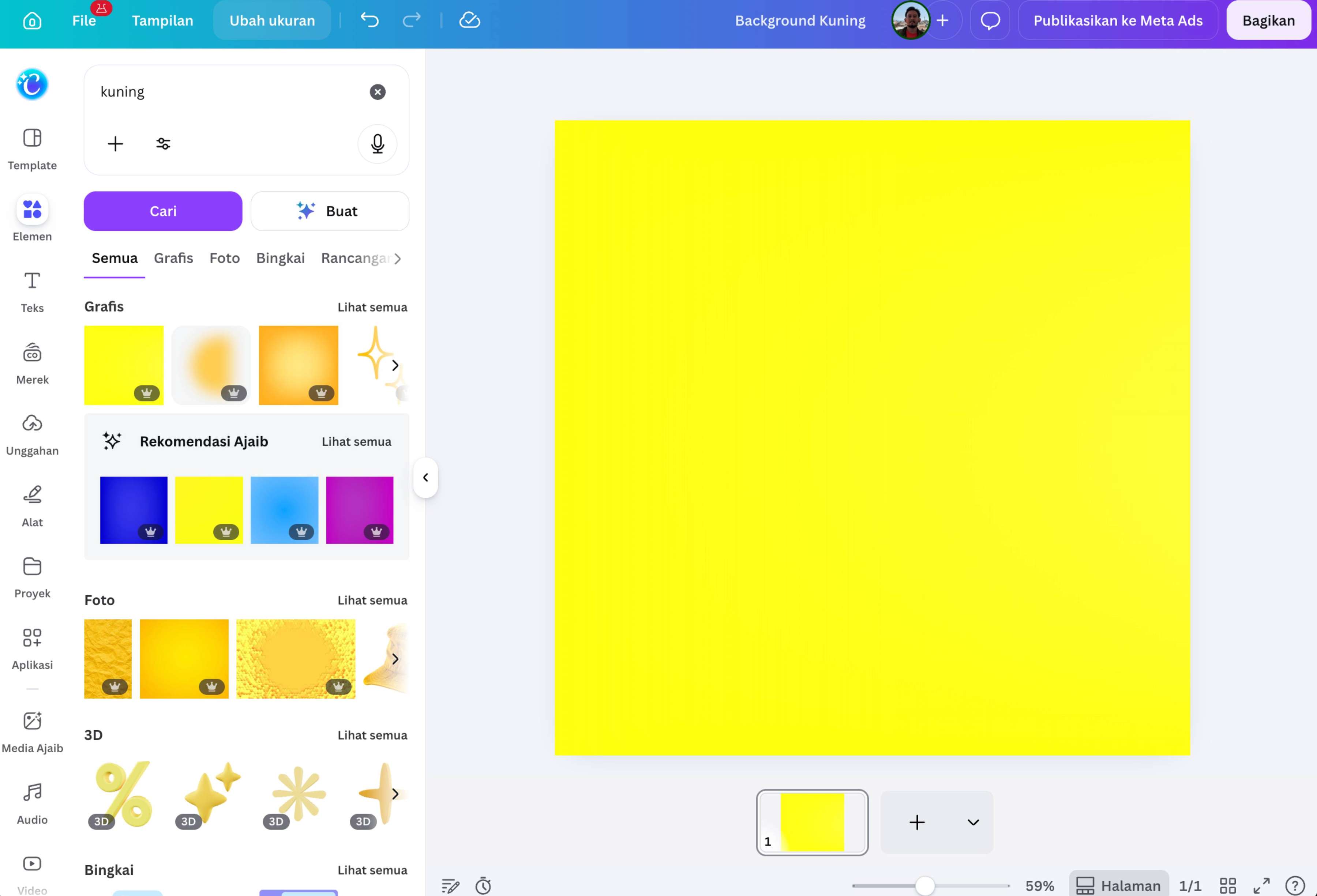 Cara edit background kuning di Canva