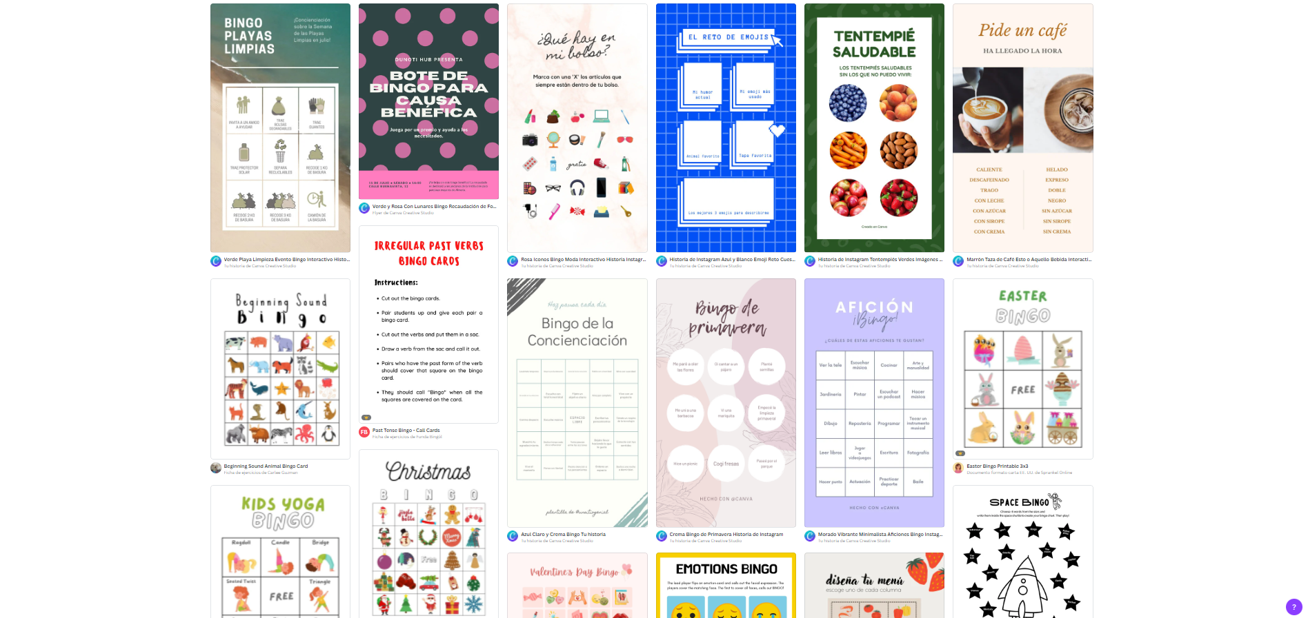 Canva bingo card designs