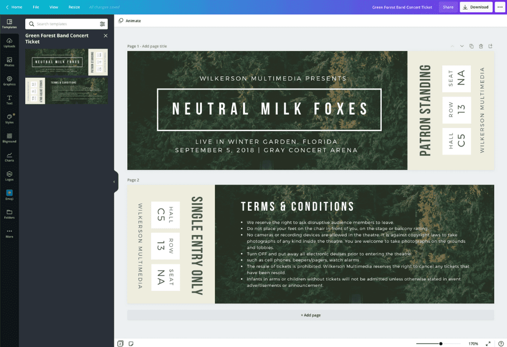 How to make a ticket - Canva
