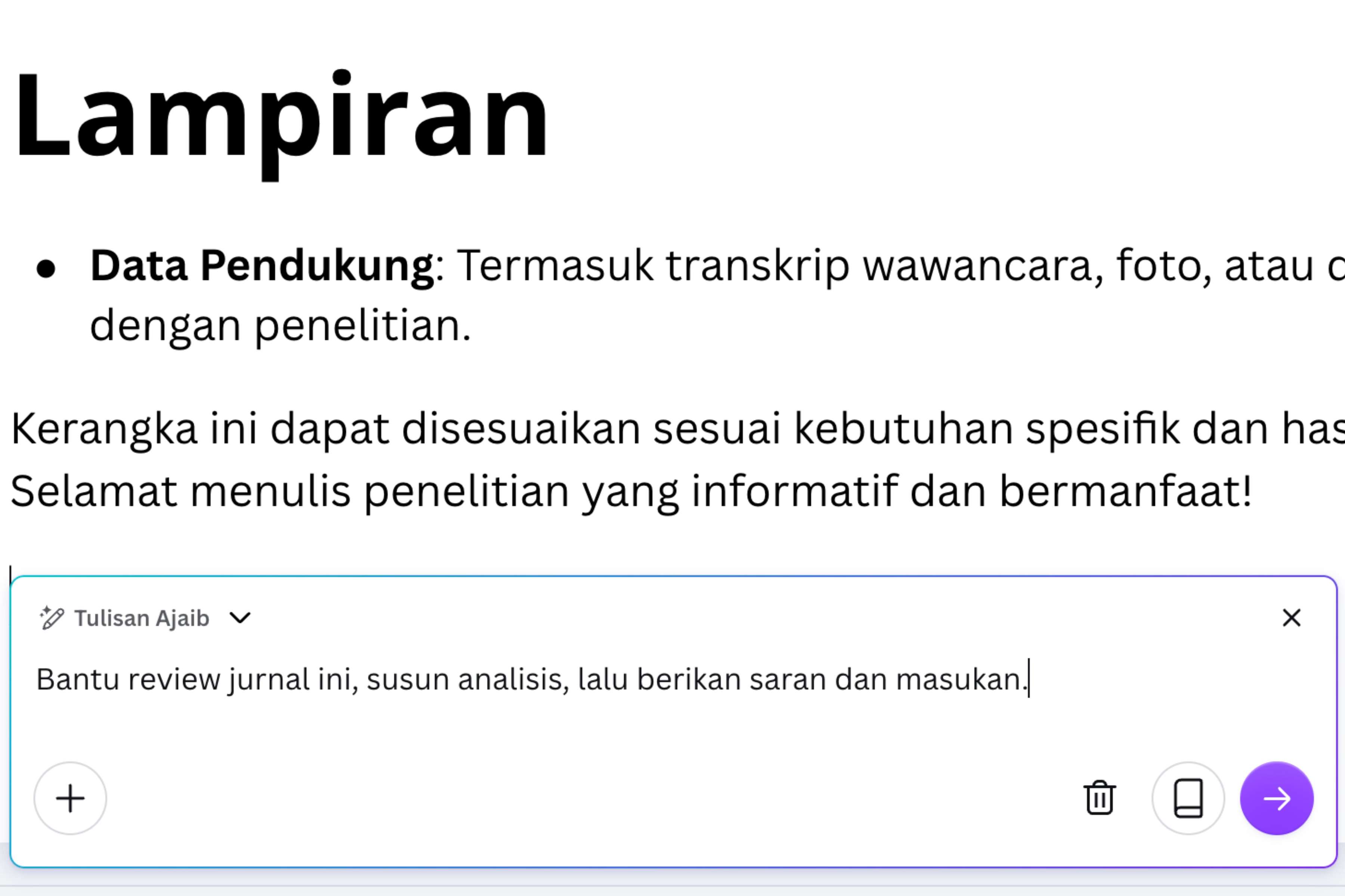 ringkasan jurnal di Canva Docs