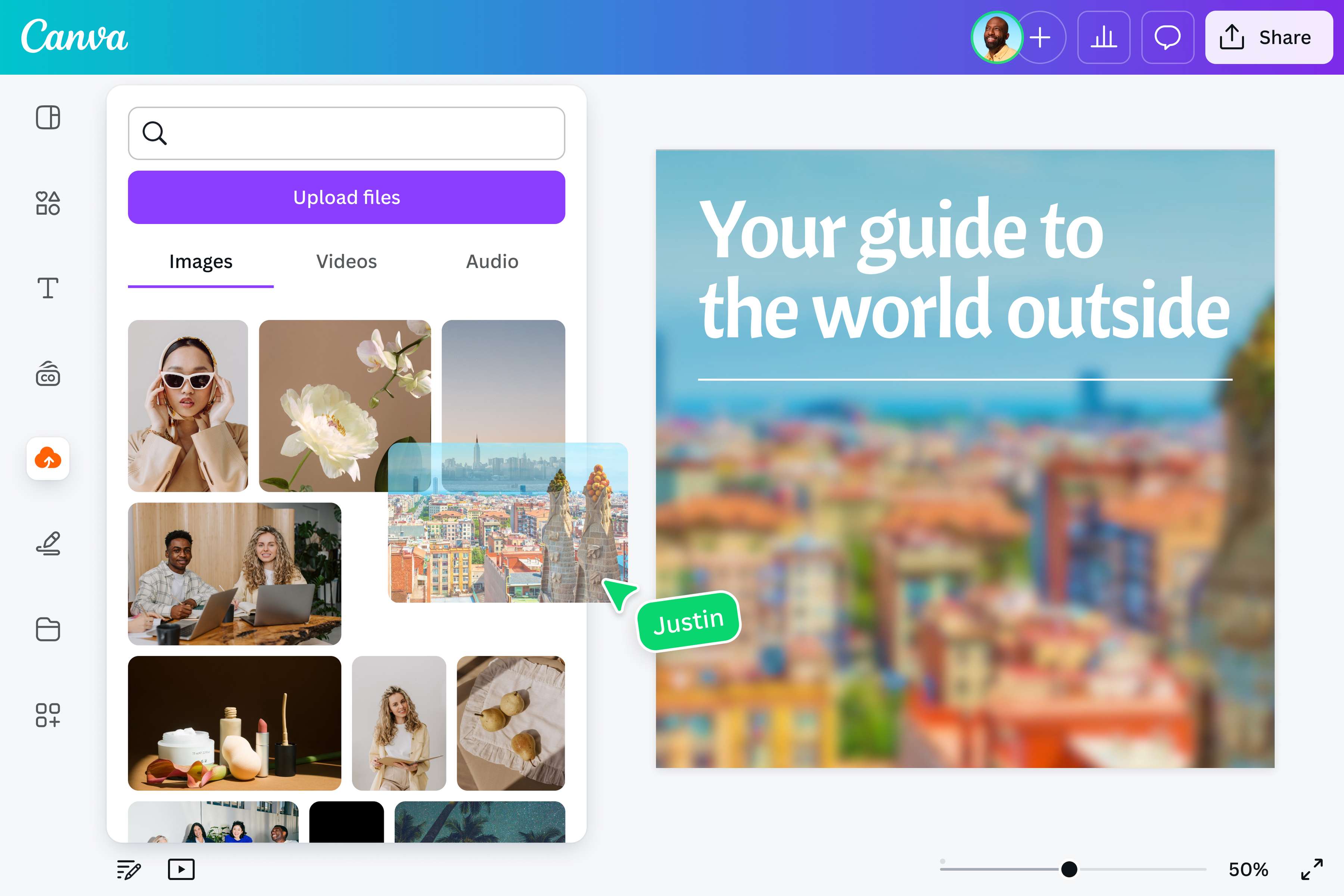 Drag and drop a blurred image to use as your background