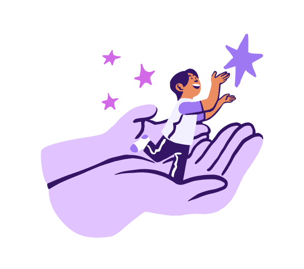 Graphic of a tiny person on a hand