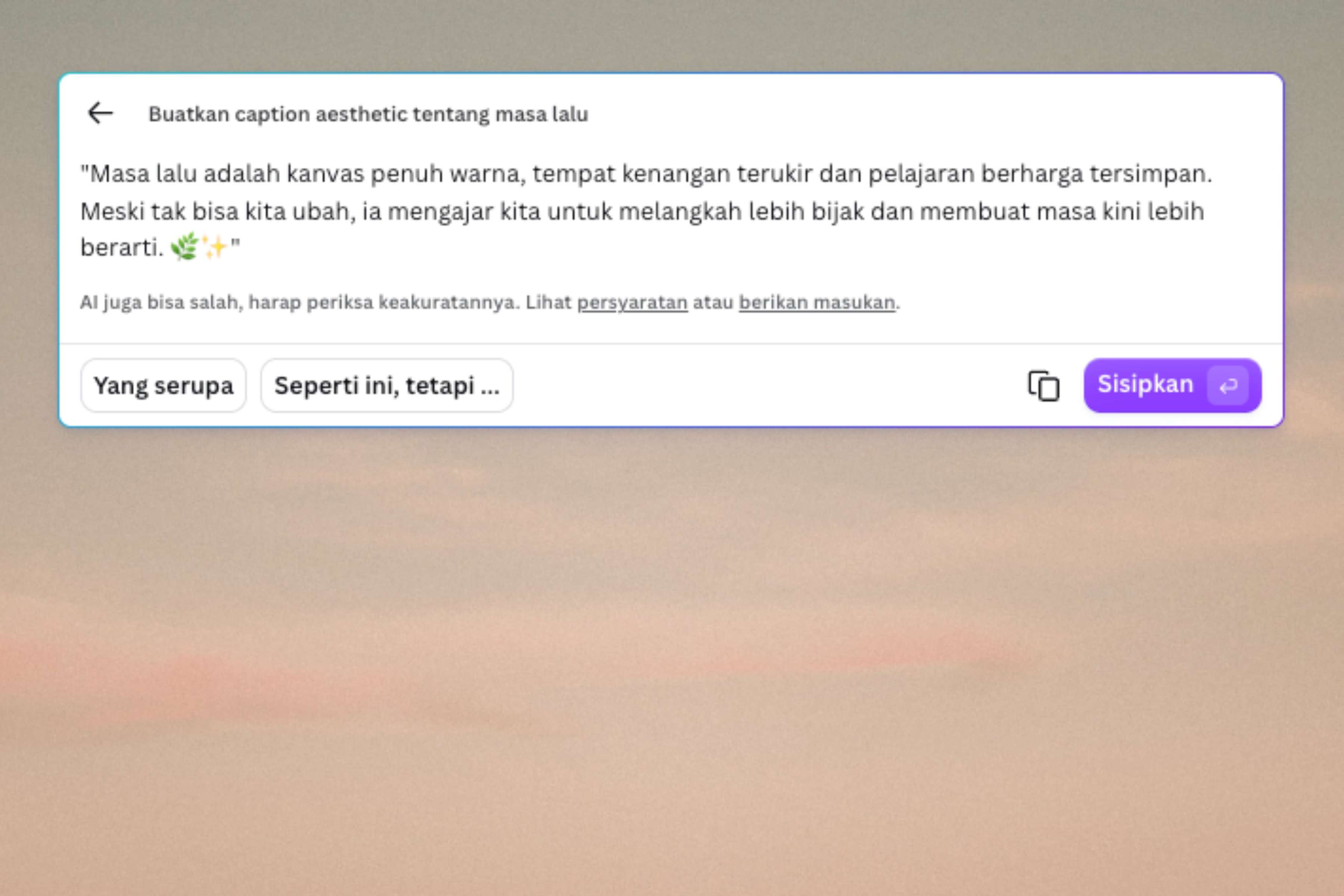 Contoh caption estetik singkat untuk Instagram
