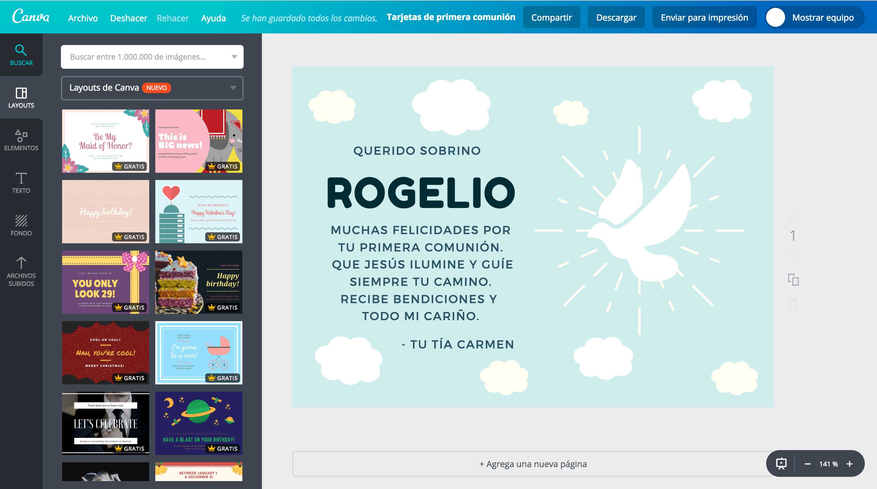 Tarjetas de primera comunión