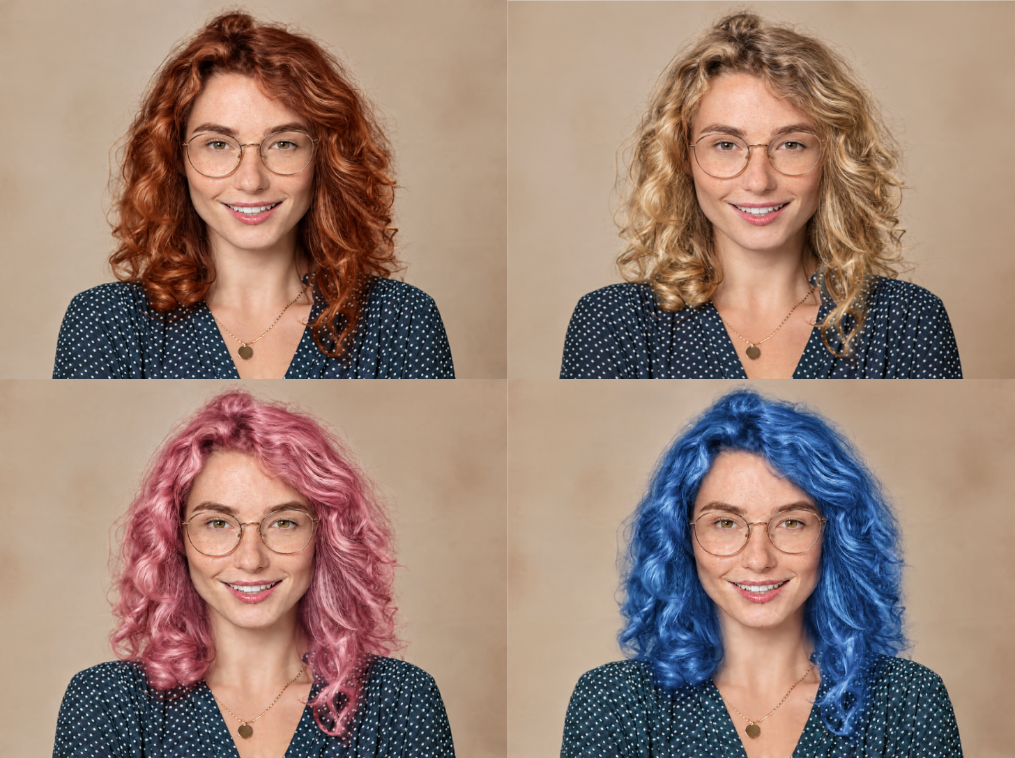 Confronto di più tonalità di capelli sulla stessa foto
