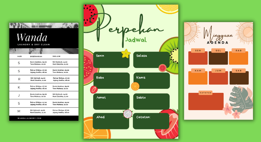 membuat jadwal mingguan Cara membuat jadwal mingguan Canva