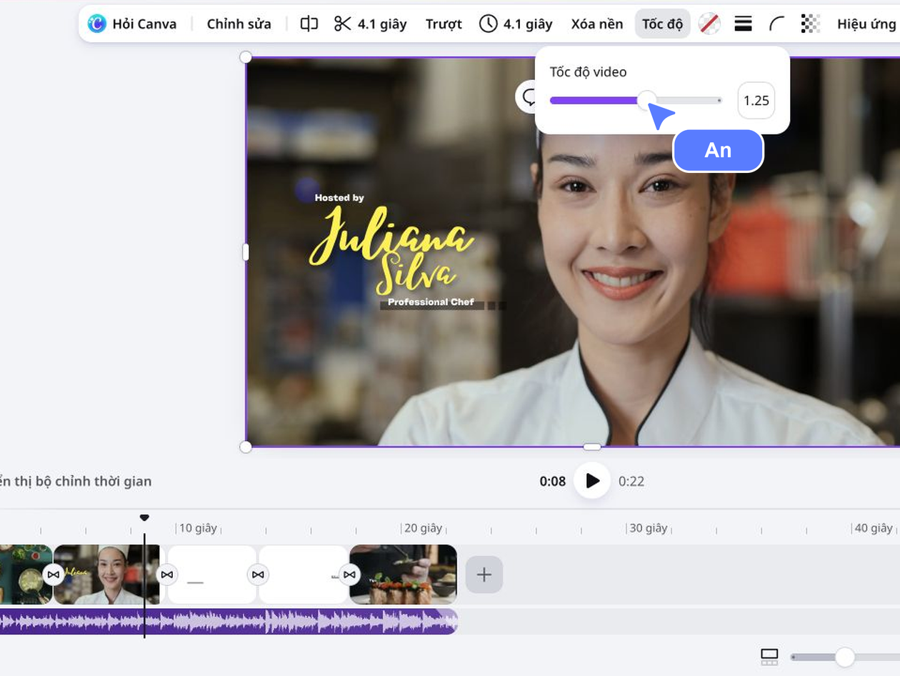 Chỉnh tốc độ riêng cho từng đoạn video trên Canva Chỉnh tốc độ riêng cho từng đoạn video trên Canva