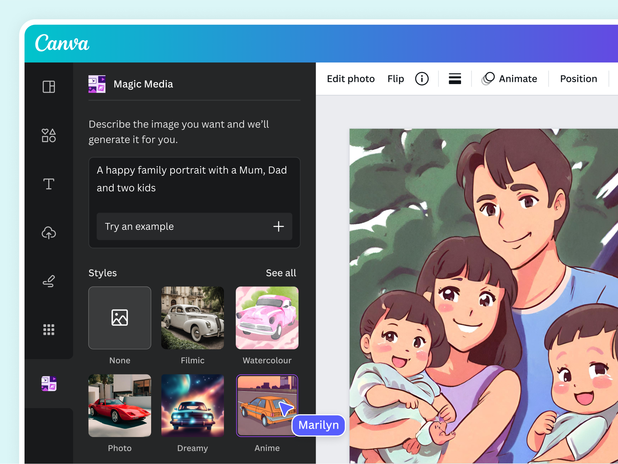 AI-generated family portrait using Magic Media