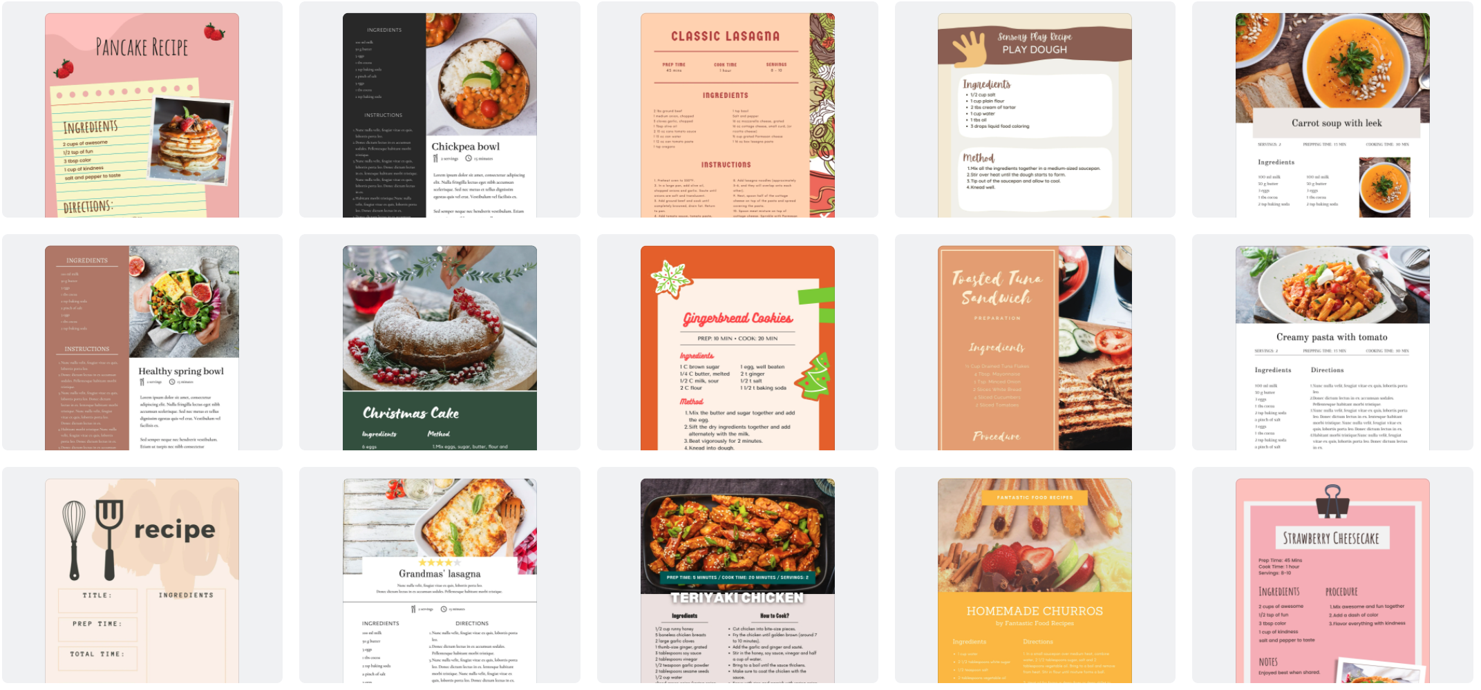 Creazione ricettario Canva