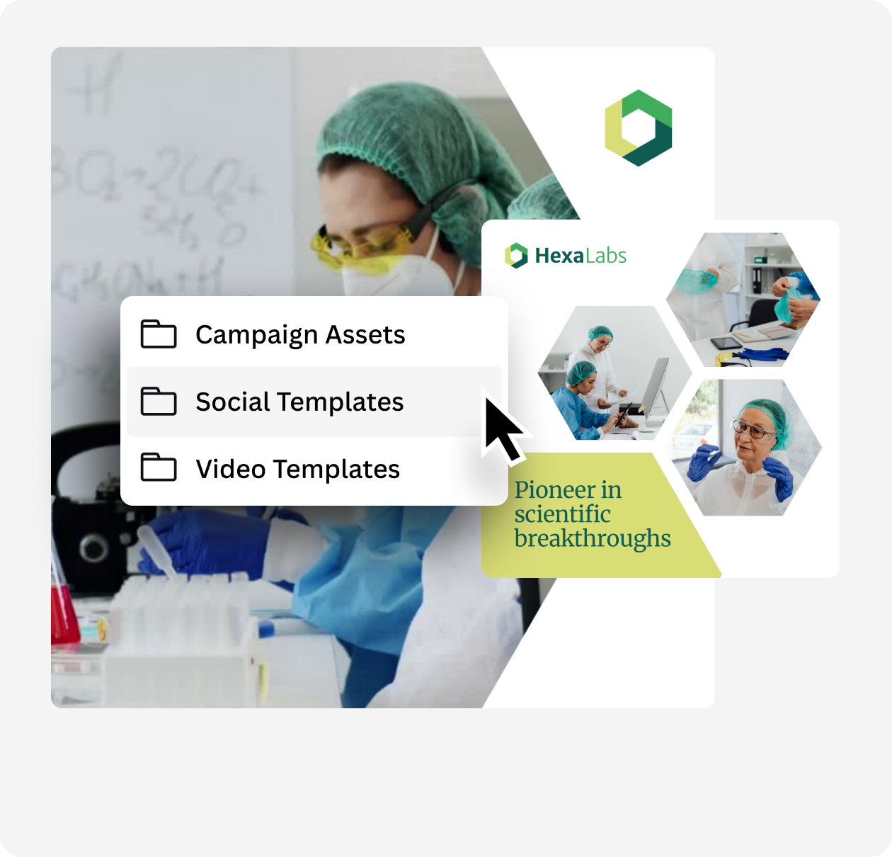 Example of Canva’s branded template folders for healthcare marketing