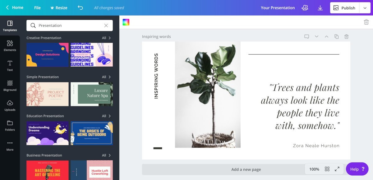 Diaporama en cours de création dans Canva Diaporama en cours de création dans Canva