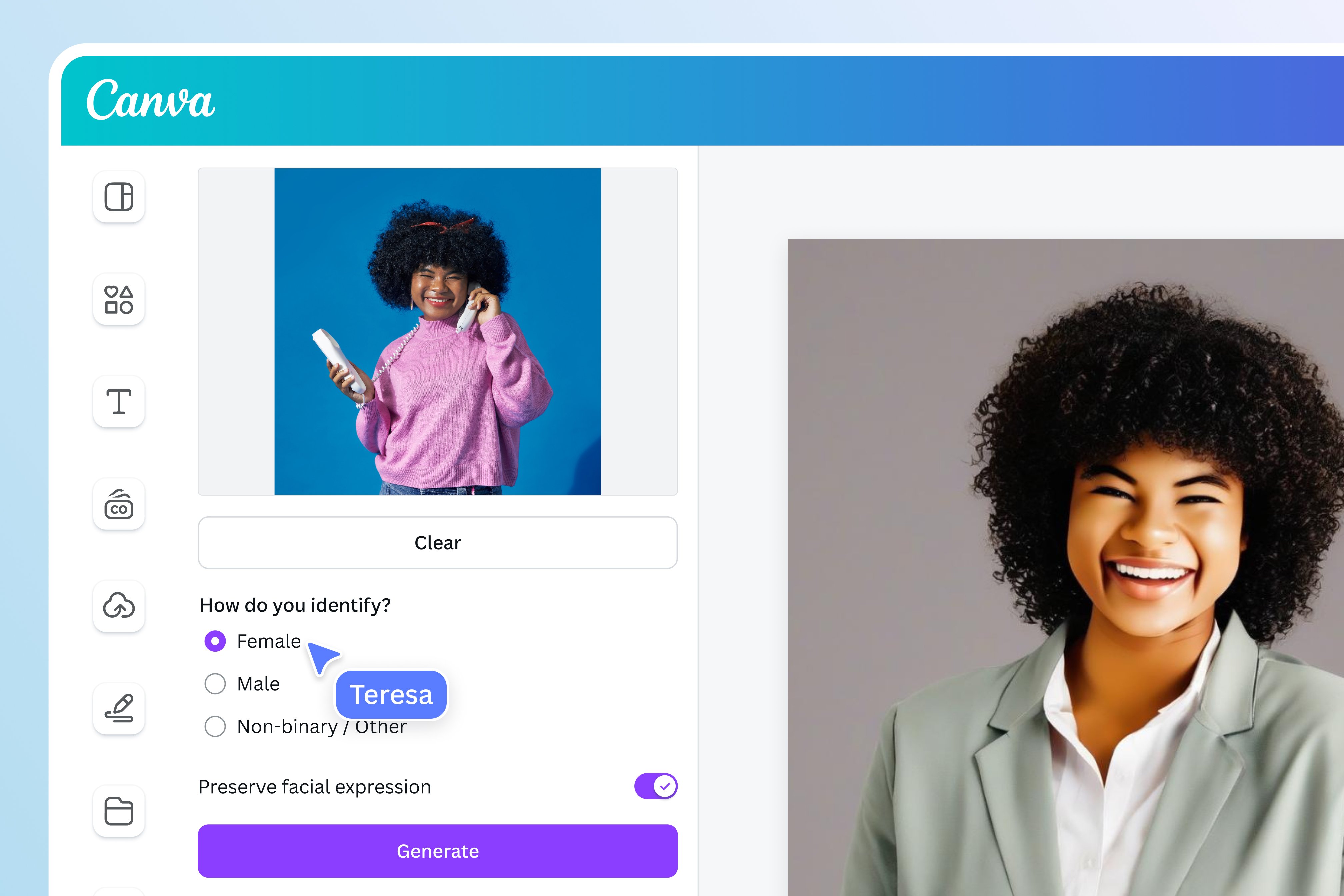 Generate a female headshot