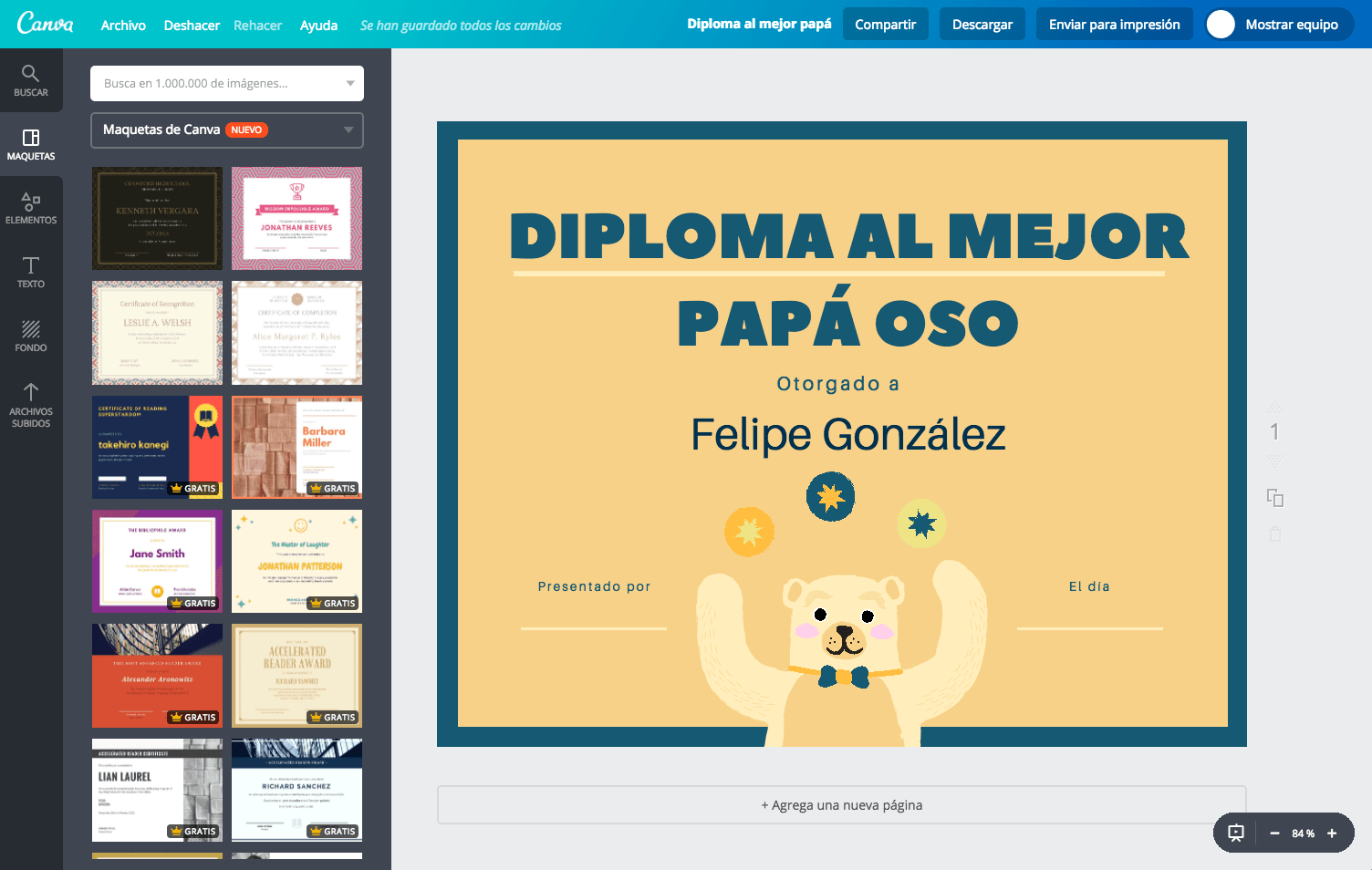 Diploma al mejor papá