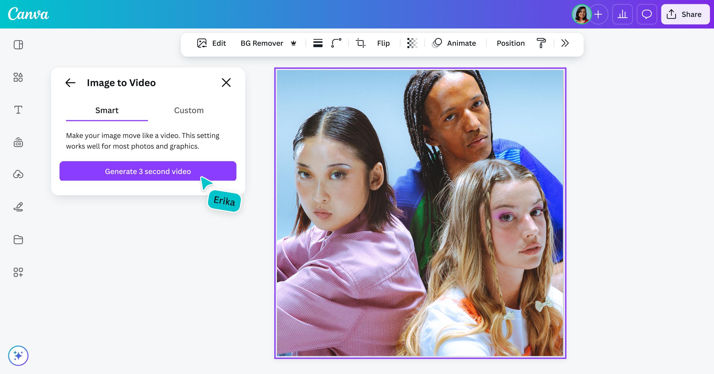 Free online image to video AI generator - Canva