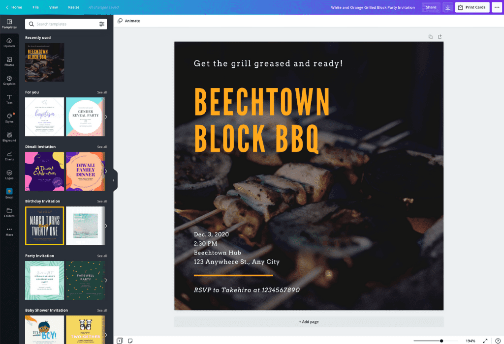 How to make a party invitation - Canva