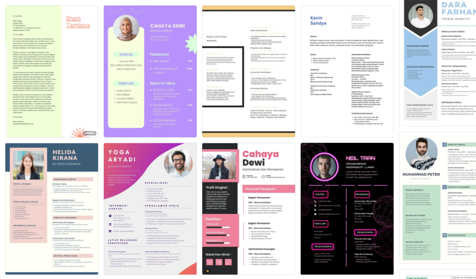 membuat cv online, membuat resume Canva