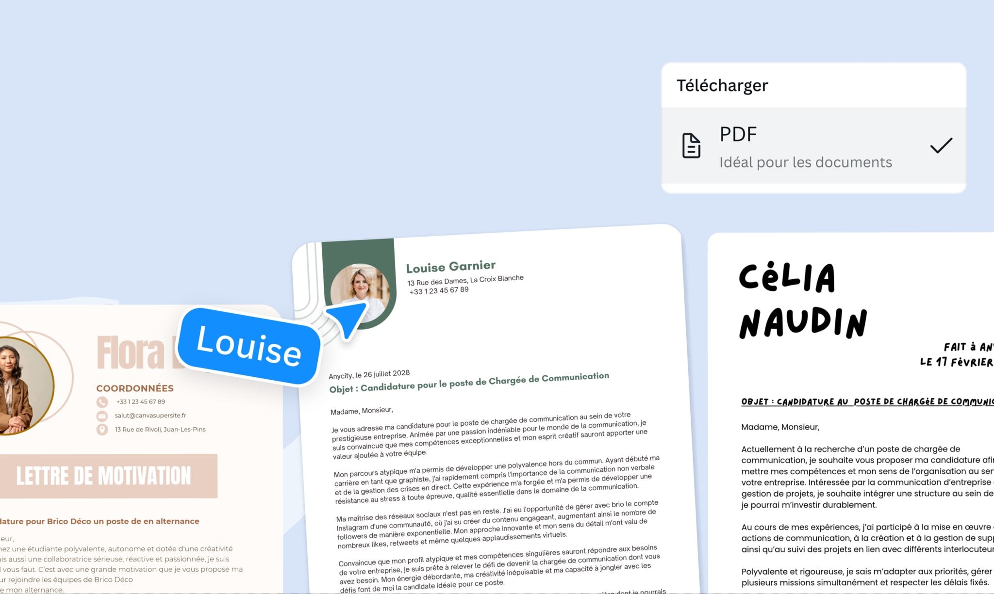 3 exemples de lettre de motivation design créés avec Canva 3 exemples de lettre de motivation design créés avec Canva