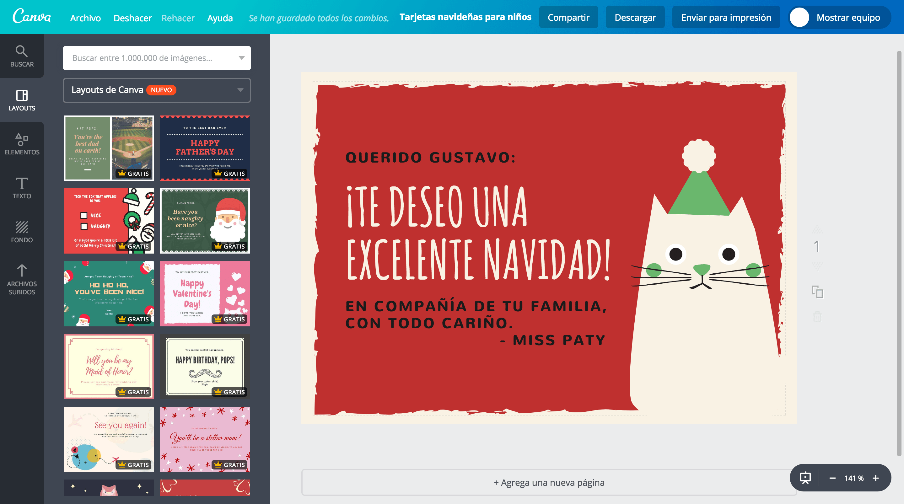 Tarjetas navideñas para niños
