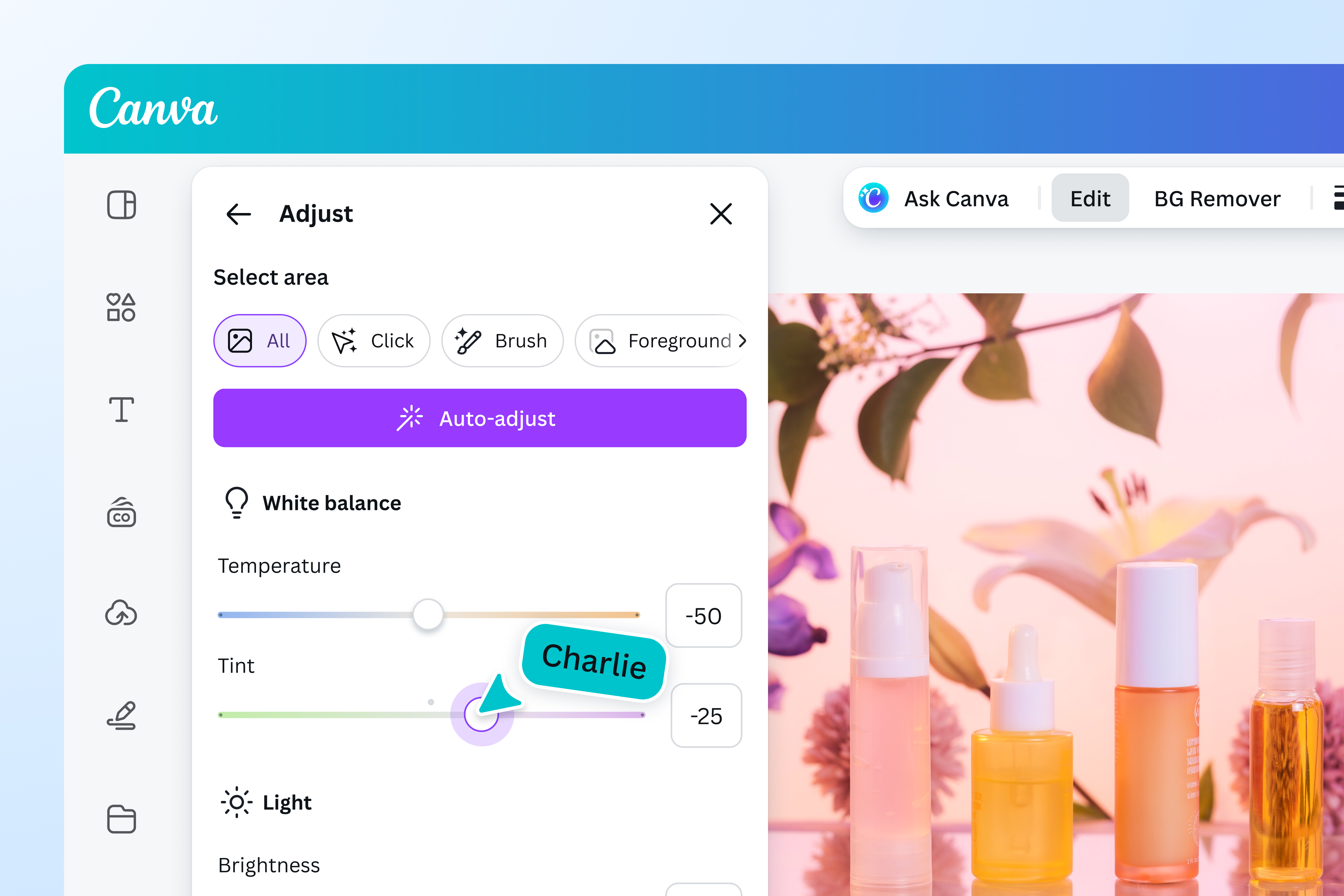 Use auto-adjust to enhance your photo's appearance