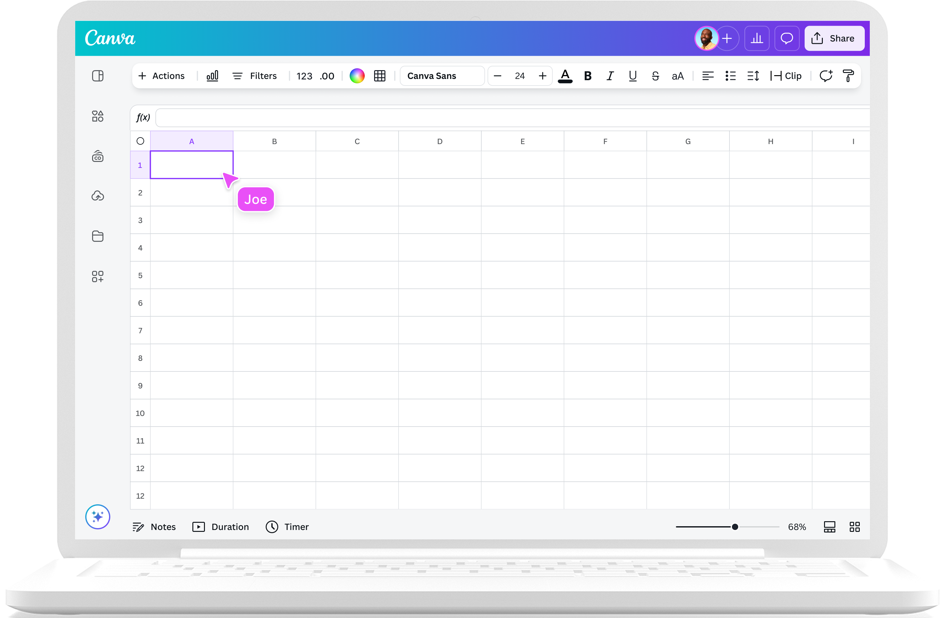 How to make a spreadsheet with Canva Sheets