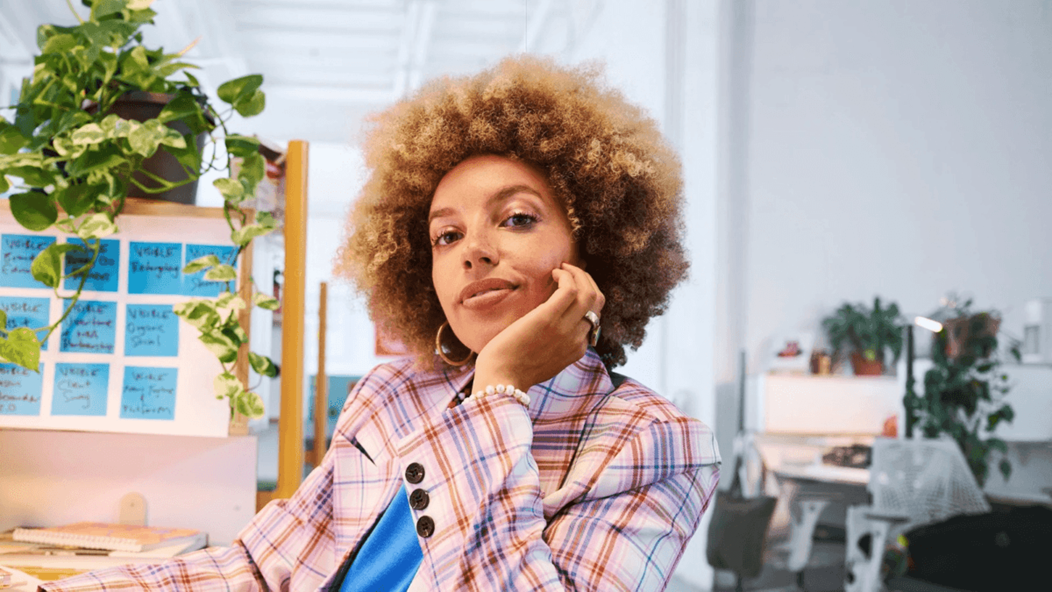 Background being removed from an image of a lady in an office