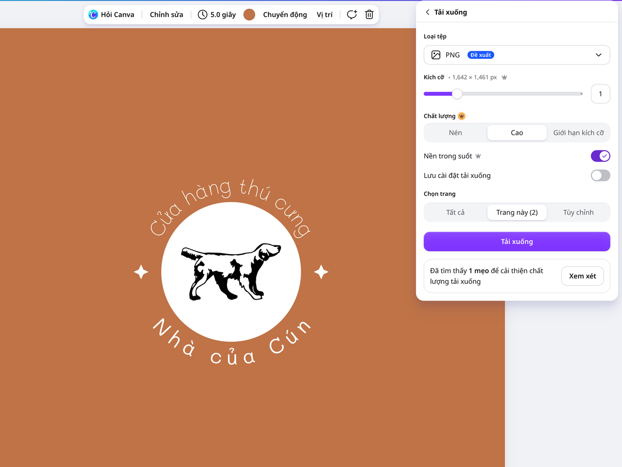 Tạo hình ảnh linh hoạt cho mọi dự án Chọn nền trong suốt khi tải logo dưới dạng PNG