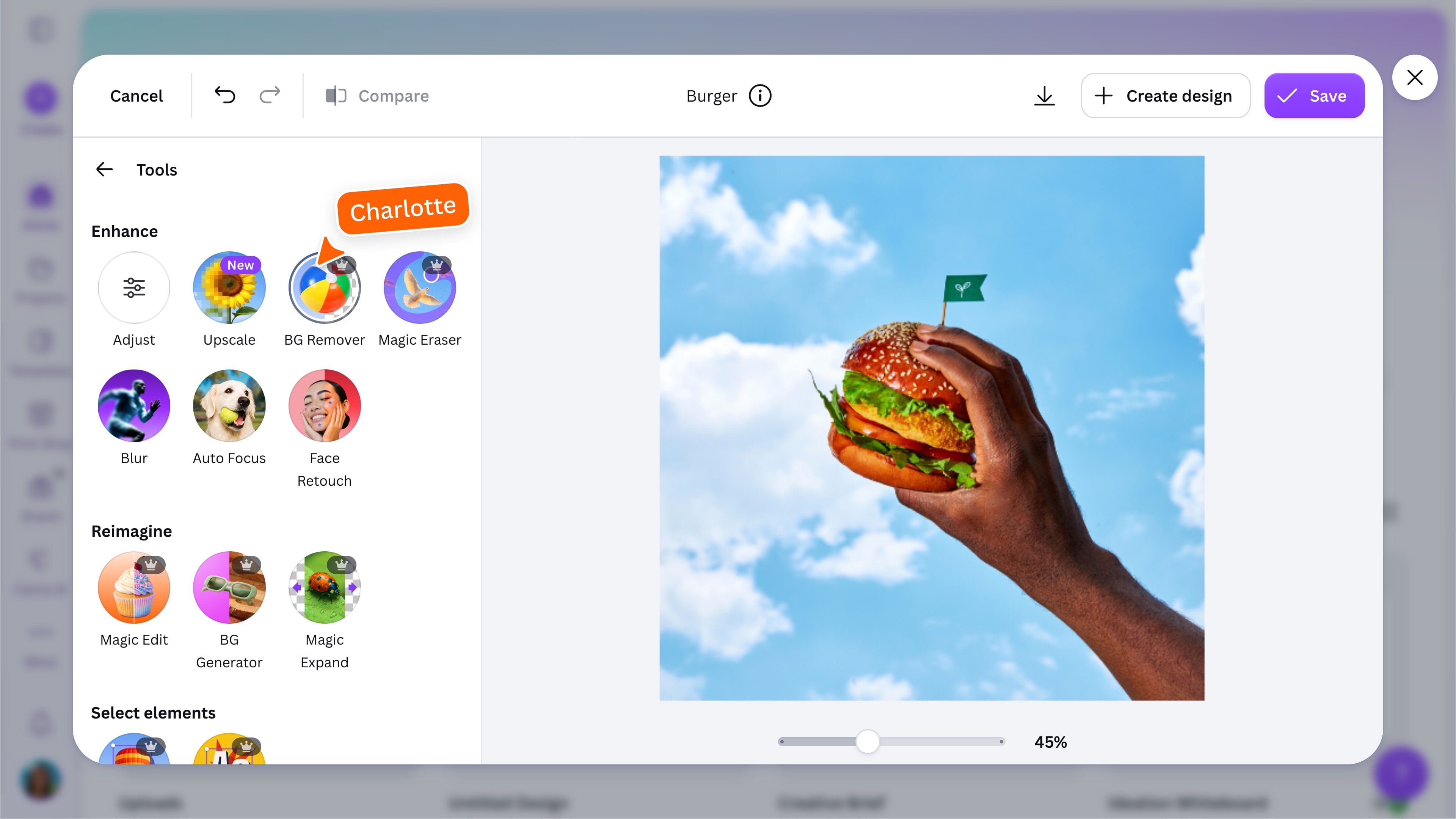 Using Canva AI in the Photo Editor menu