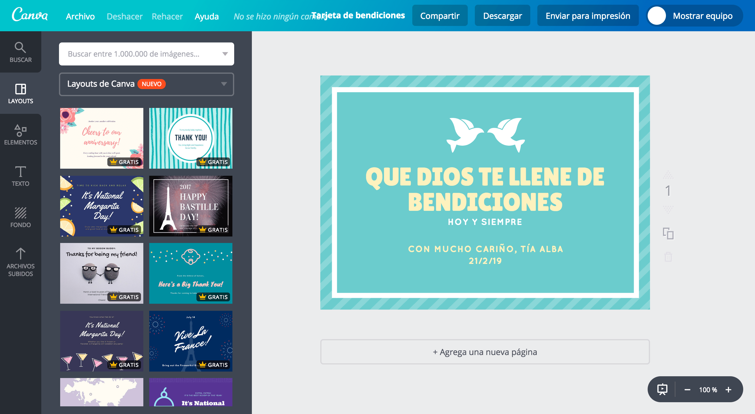 Tarjetas de bendiciones