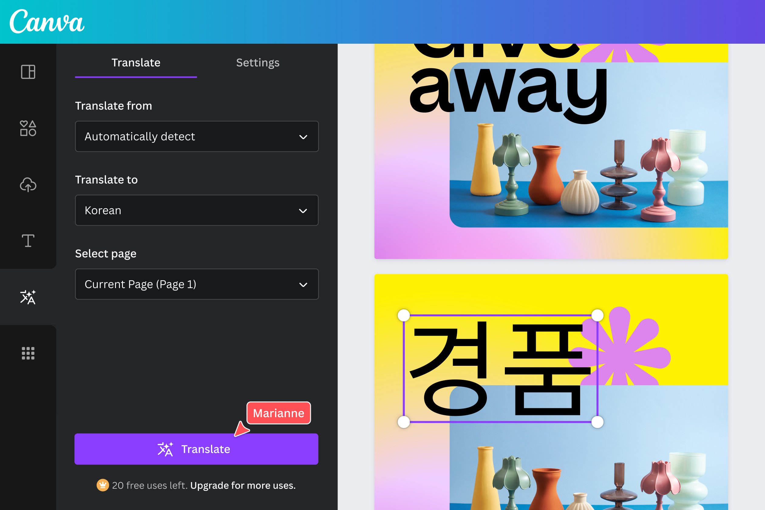 Free Online Translator: Auto Translate Designs with AI | Canva